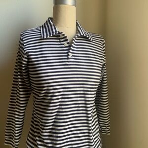 Bella Bliss Navy and White Striped Polo